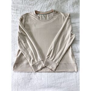 Ocean Pacific Lounge Top Womens L Beige Rainbow Crewneck Pajama Sleep Shirt
